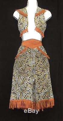 1940s 1950s WESTERN FRONTIER PERIOD COWGIRL OUTFIT BOLO VEST & SKIRT GENE & ROY