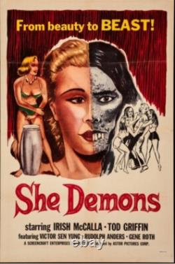 1958 She Demons Original Movie Poster 27x41 Horror Cult Irish McCalla