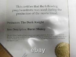 2-JOKER Dark knight screen used burnt money Copy of CoA Batman Replica $100 bill
