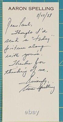 AARON SPELLING SIGNED 8x10 PHOTO INSCRIBED MOVIE PRODUCER -With HAND WRITTEN NOTE