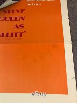 BULLITT 1968 ORIG. 1 SHEET MOVIE POSTER 27x41 (VG) STEVE MCQUEEN/ROBERT VAUGHN