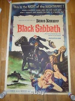 Black Sabbath ORIGINAL 1964 OVERSIZED 40x60 POSTER Boris Karloff Mario Bava AIP