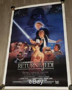 C9! 1983 ORIGINAL STAR WARS RETURN OF THE JEDI Movie Poster 27X41 BLUE HARVEST