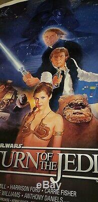 C9! 1983 ORIGINAL STAR WARS RETURN OF THE JEDI Movie Poster 27X41 BLUE HARVEST