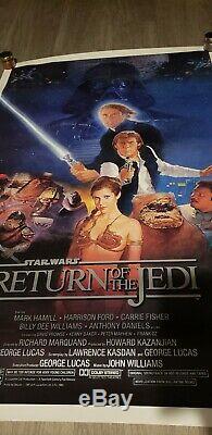 C9! 1983 ORIGINAL STAR WARS RETURN OF THE JEDI Movie Poster 27X41 BLUE HARVEST