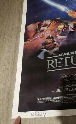 C9! 1983 ORIGINAL STAR WARS RETURN OF THE JEDI Movie Poster 27X41 BLUE HARVEST