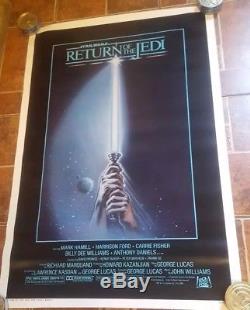 C9! RETURN OF THE JEDI ORIGINAL STAR WARS 1983 27x41 MOVIE POSTER BLUE HARVEST