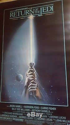 C9! RETURN OF THE JEDI ORIGINAL STAR WARS 1983 27x41 MOVIE POSTER BLUE HARVEST