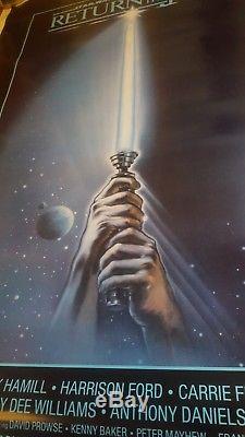 C9! RETURN OF THE JEDI ORIGINAL STAR WARS 1983 27x41 MOVIE POSTER BLUE HARVEST