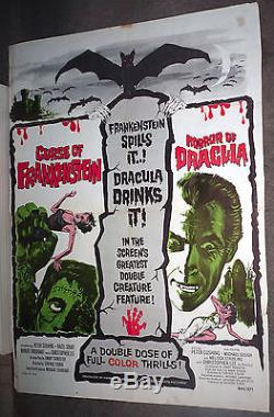 CURSE OF FRANKENSTEIN/HORROR OF DRACULA Original One Sheet Movie Poster HAMMER