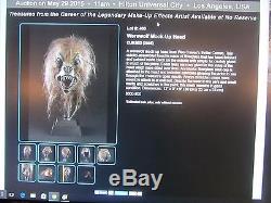 CURSED RICK BAKER AUCTION WEREWOLF MOCK-UP HEAD With COA SCREEN MOVIE PROP (USED)