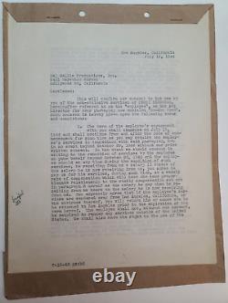 DESERT FURY / film noir 1946 signed contract regards art director Perry Ferguson