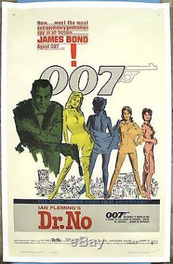 DR. NO 1962 Original Movie Poster 27x41 James Bond 007 Linen Backed Sean Connery