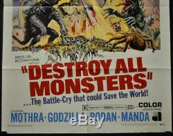 Destroy All Monsters 1968 Original 27x41 Movie Poster Godzilla Mothra Rodan