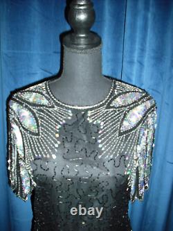 Elizabeth Taylor Owned Black & Silver Beaded 80's Dress from Sydney Guilaroff