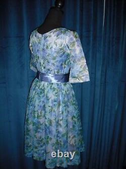 Elizabeth Taylor Owned Worn Blue & Purple Flower Dress Stylist Sydney Guilaroff