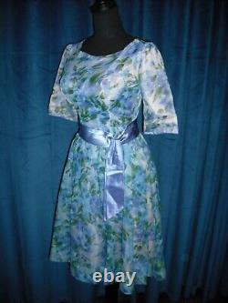 Elizabeth Taylor Owned Worn Blue & Purple Flower Dress Stylist Sydney Guilaroff