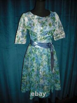 Elizabeth Taylor Owned Worn Blue & Purple Flower Dress Stylist Sydney Guilaroff