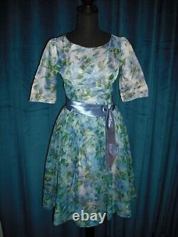 Elizabeth Taylor Owned Worn Blue & Purple Flower Dress Stylist Sydney Guilaroff