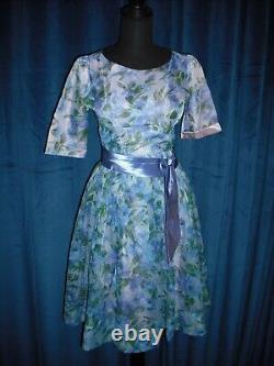 Elizabeth Taylor Owned Worn Blue & Purple Flower Dress Stylist Sydney Guilaroff