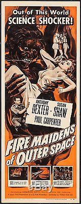 FIRE MAIDENS OF OUTER SPACE original 1956 INSERT MOVIE POSTER 14 X 36 SCI-FI