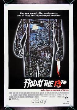 FRIDAY THE 13TH CineMasterpieces ORIGINAL HORROR MOVIE POSTER LINEN BACKED'80