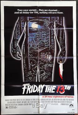FRIDAY THE 13TH Original 1980 Horror Movie Poster 27x41 One Sheet