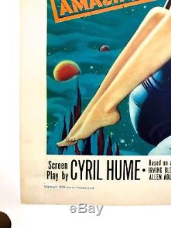 Forbidden Planet 1956 Original Half Sheet Movie Poster Linen Backed Style A Rare