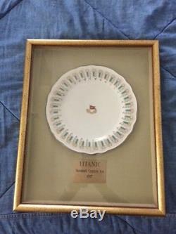 Framed Titanic Dinner Plate White Star Line Movie Prop 1997 20th Century Fox