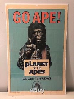GO APE Vintage 1974 Planet of Apes CBS FOX Rare MOVIE POSTER kitsch art low brow