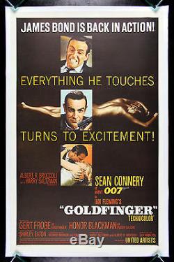 GOLDFINGER CineMasterpieces ORIGINAL MOVIE POSTER 1964 JAMES BOND 007 GOLD