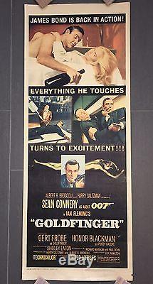 GOLDFINGER Original 14x36 Insert Movie Poster 1964 ROLLED Connery James Bond