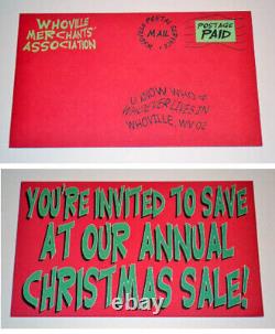 GRINCH PROP Large WHO MAIL ENVELOPE, LABELS Screen Used, COA, Free SHIP LOOK