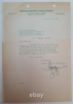 George Slaff, 1951 signed document Famous Artists Corporation for Farley Granger