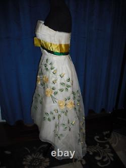 Grace Kelly Owned Worn 50's White Green Flower Gown Stylist Sydney Guilaroff