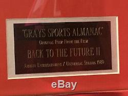 Gray's Sports Almanac (SCREEN USED) Back to the Future II Autographed by Cast