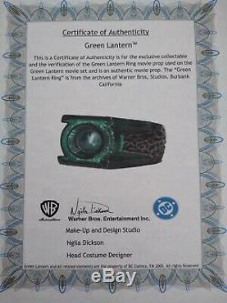 Green Lantern Ring Movie Prop Used By Ryan Reynolds Warner Bros Coa