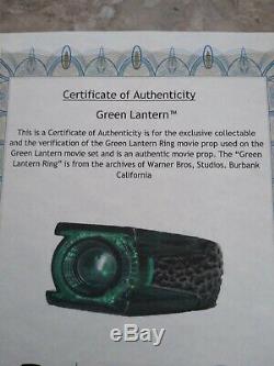 Green Lantern Ring Movie Prop Used By Ryan Reynolds Warner Bros Coa