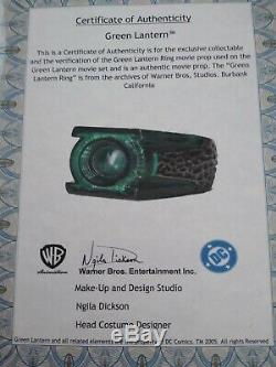 Green Lantern Ring Movie Prop Used By Ryan Reynolds Warner Bros Coa