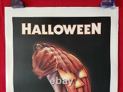 Halloween 1978 Original Movie Poster 1sh Linen Backed Blue Ratings Box Beauty