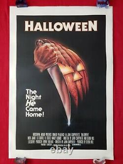 Halloween 1978 Original Movie Poster 1sh Linen Backed Blue Ratings Box Beauty