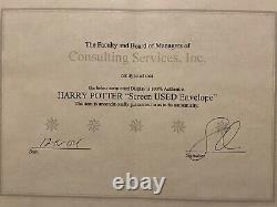 Harry Potter'Hogwarts Letter' Original Screen Used Movie Prop with COA