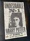 Harry Potter Screen Used Prop Undesirable NO. 1 Poster With COA