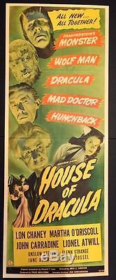 House Of Dracula-original Insert Poster-horror-chaney-carradine-universal