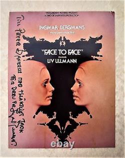 INGMAR BERGMAN HAND SIGNED & INSCRIBED IN SWEDISH on FACE TO FACE FILM PROMO
