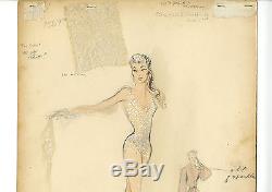 Irene Original Vintage 1949 Costume Sketch Esther Williams Neptune's Daughter