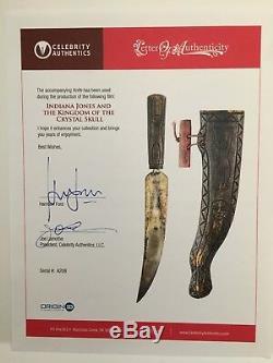Indiana Jones Kotcs Used Prop Knife & Scabbard Coa Signed By Harrison Ford