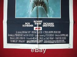 JAWS 1975 ORIGINAL MOVIE POSTER 27x41 VINTAGE STEVEN SPIELBERG E. T. HALLOWEEN