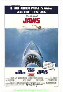 JAWS MOVIE POSTER Linen Backed One Sheet Re-Release 1978 STEVEN SPIELBERG