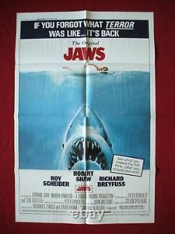 JAWS ORIGINAL MOVIE POSTER 27x41 1979 RE-RELEASE OF THE 1975 CLASSIC SPIELBERG